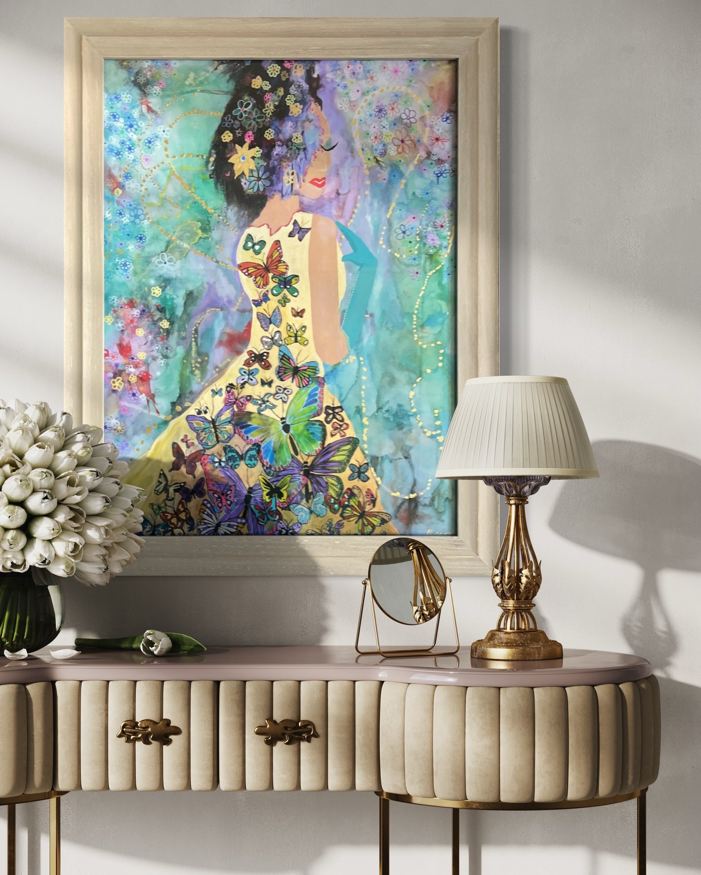 Print (Embellished and Framed) - BUTTERLY GIRL
