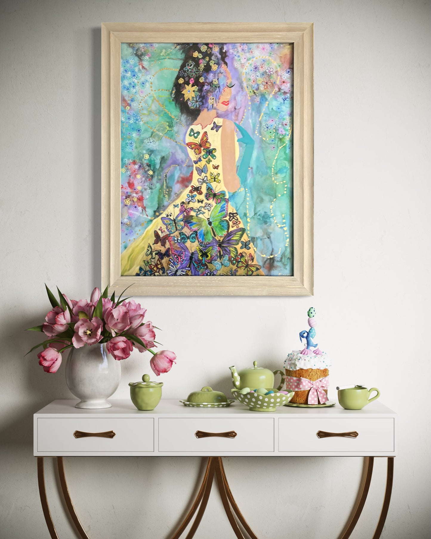 Print (Embellished and Framed) - BUTTERLY GIRL