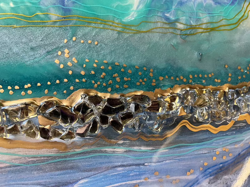 Large Geode Style Art - TRANQUIL CARIBBEAN