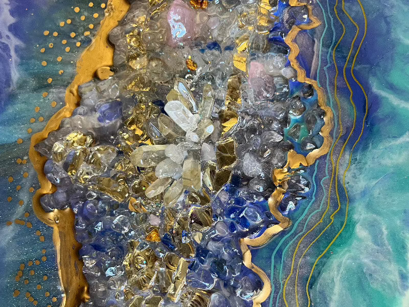 Large Geode Style Art - TRANQUIL CARIBBEAN