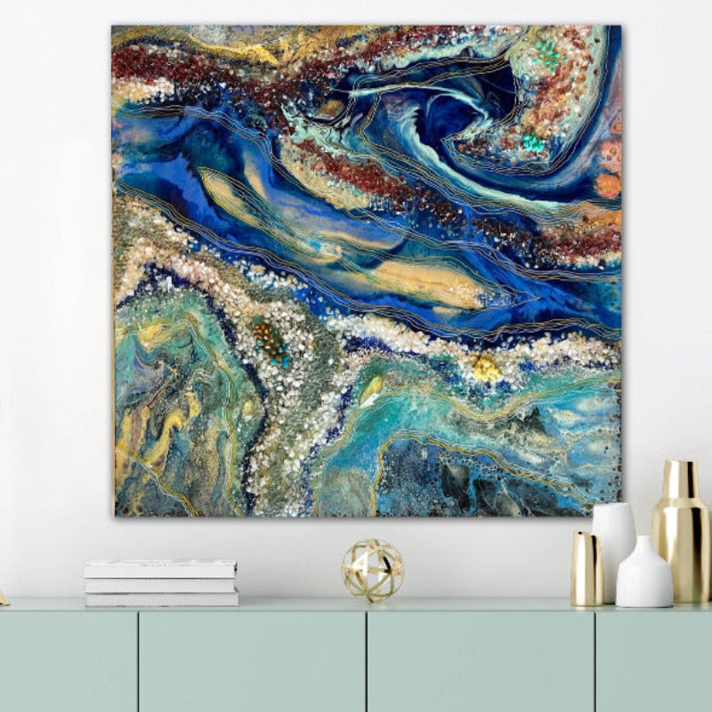 Large Geode Style Art - CORAL LANDSCAPE