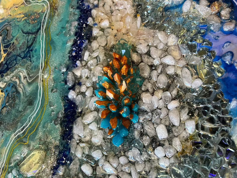 Large Geode Style Art - CORAL LANDSCAPE