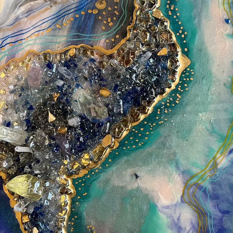 Large Geode Style Art - TRANQUIL CARIBBEAN