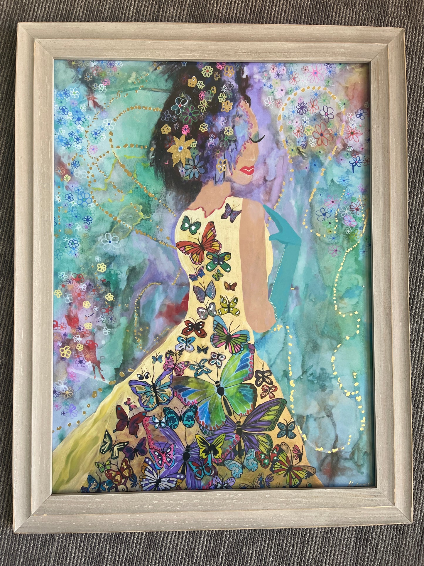 Print (Embellished and Framed) - BUTTERLY GIRL
