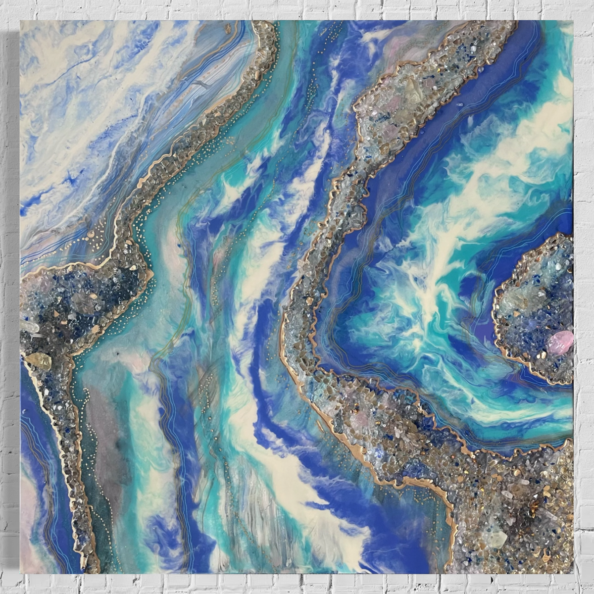 Large Geode Style Art - TRANQUIL CARIBBEAN