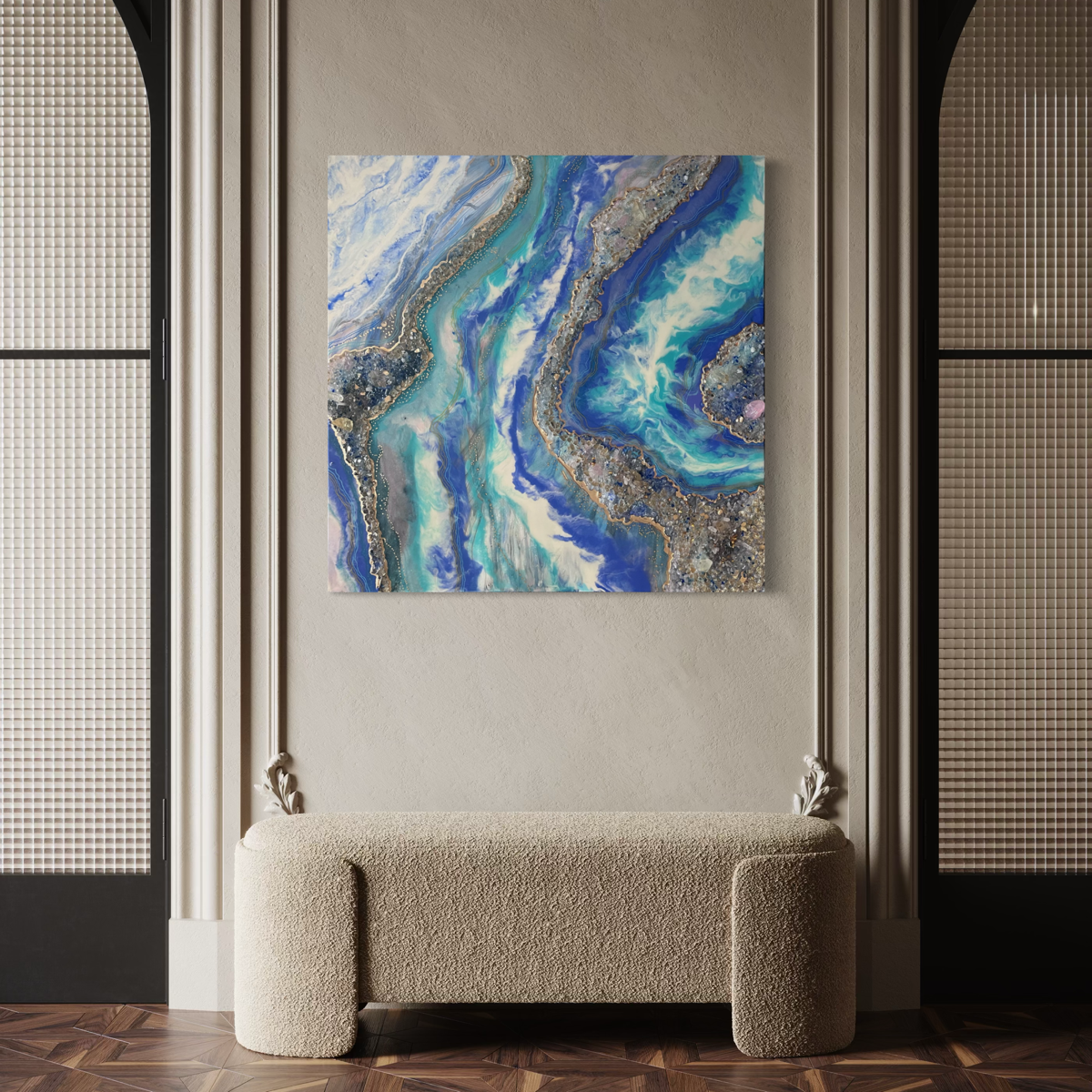 Large Geode Style Art - TRANQUIL CARIBBEAN