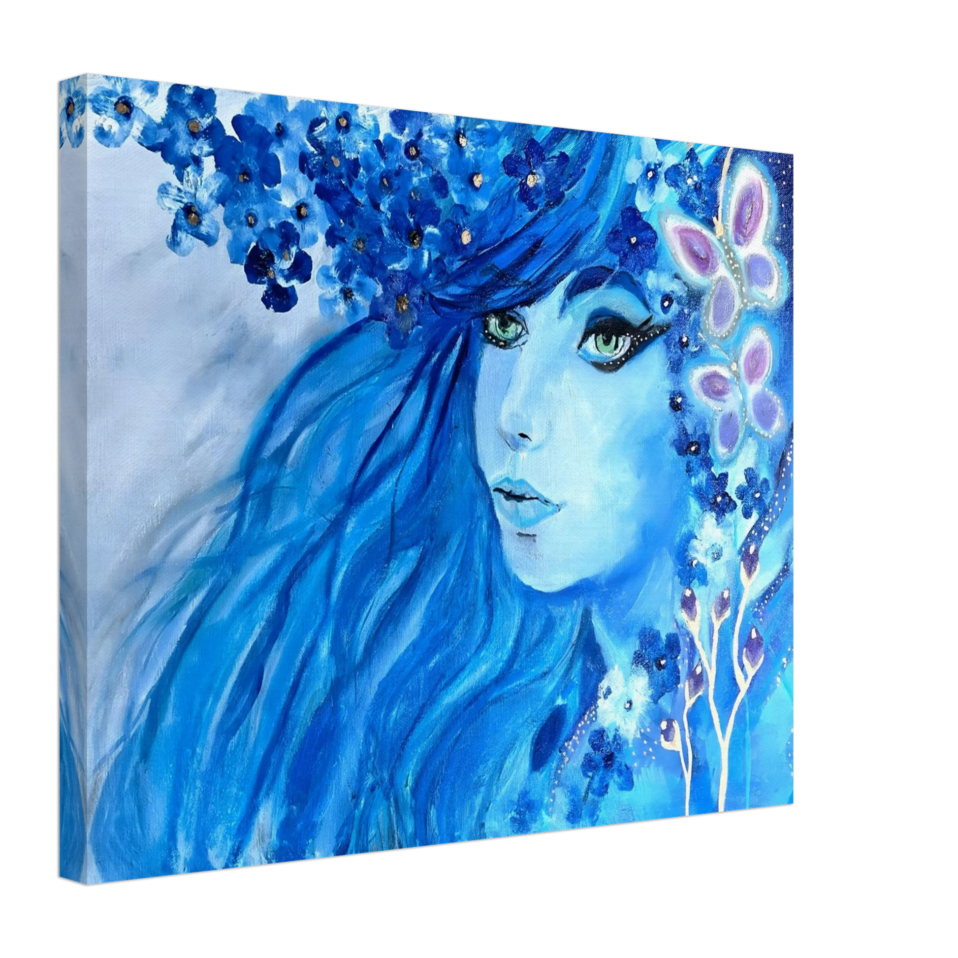 TRUE BLUE woman portrait canvas print by Hasty