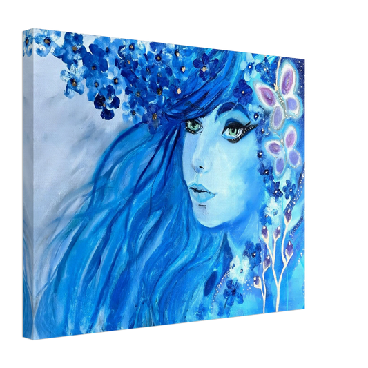 TRUE BLUE woman portrait canvas print by Hasty