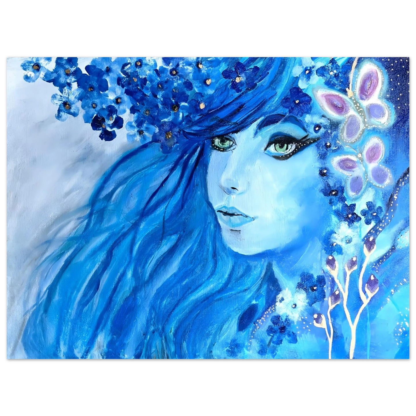 TRUE BLUE feminine portrait poster by Hasty